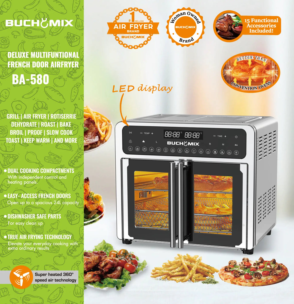 Large 24L Capacity Dual compartment Air fryer Oven