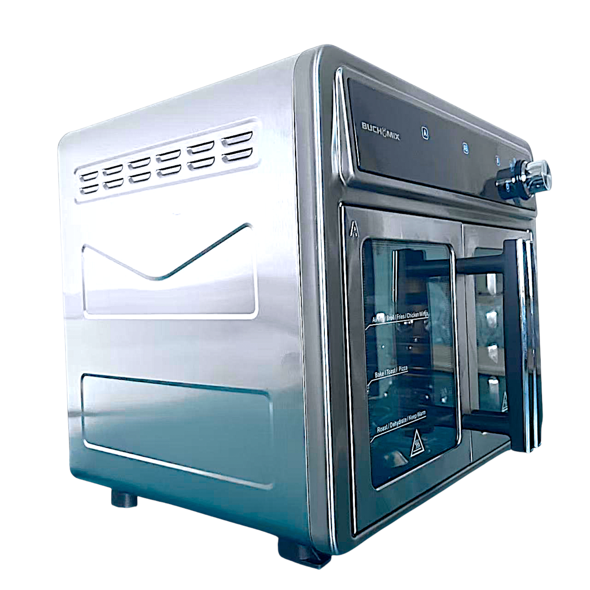 Dual Compartment 28L French Door Air Fryer Oven - All Stainless Steel Accessories - Buchymix UK